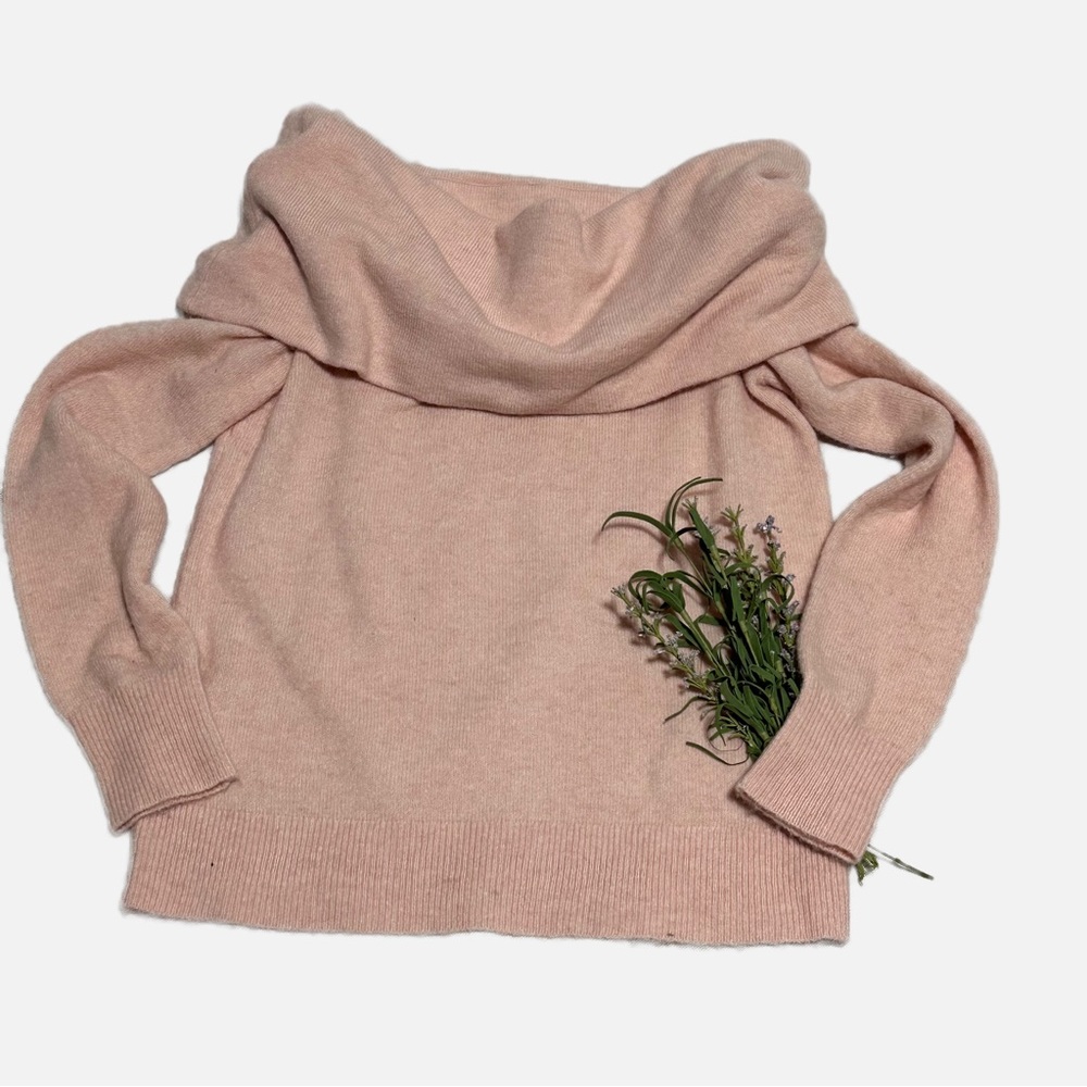 Soft Pink Wool Club Monaco Cowl Neck Sweater